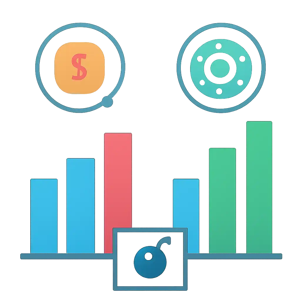 Infographic comparing options using coloured bars and, Mines Game Strategies: Auto Cash-Out and Bet Sizing
