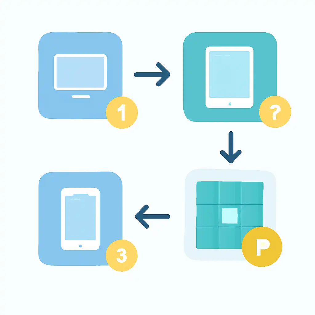 Annotated step diagram: choosing a platform process with numbered callouts, Mines Game